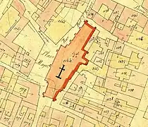 L'emprise de l'église sur le plan cadastral napoléonien.