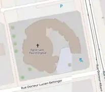 Église Saint-Paul d'Orgeval schématisée vue de dessus.