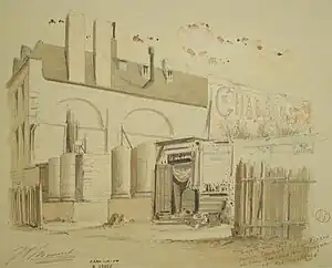 Église de la Merci en démolition en 1877 (dessin d’Adolphe Chauvet).