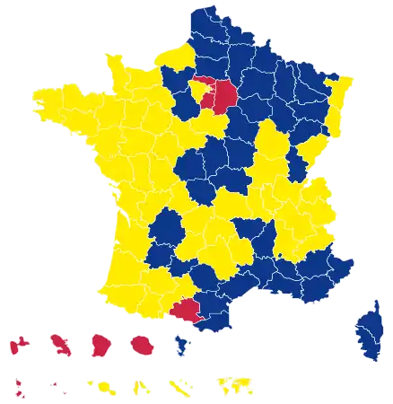 Candidats arrivés en tête dans chaque département au 1er tour.