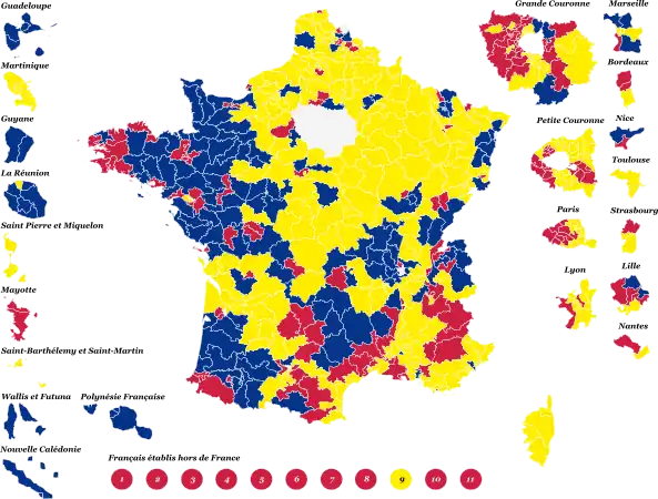 Candidats arrivés en 2e position dans chaque circonscription législative au 1er tour.