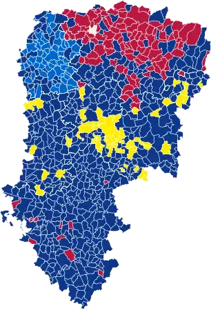 Nuance politique des candidats arrivés en tête dans chaque commune au 2e tour dans le département de l'Aisne.