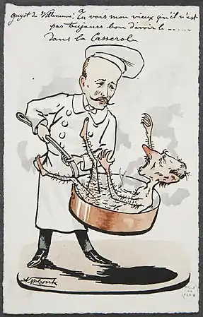 Caricature faisant référence aux délateurs, surnommés « casseroles » dans l'argot de l'époque.