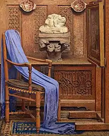 Composition au drap bleu et chapiteau 1937, huile sur toile.