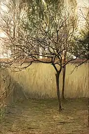 Cour et jardin du peintre à Paris, huile sur toile.