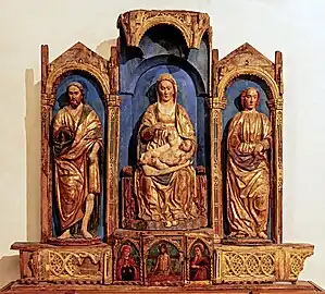 Madone trônant avec l'Enfant entre saint Jean-Baptiste et saint Thomas - Andrea Bellunello