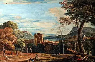 Paysage avec bûcherons et cavaliersGallerie dell'Accademia de Venise .