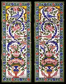 Panneaux réalisés au XIXe siècle par Owji (fa:اوجی).