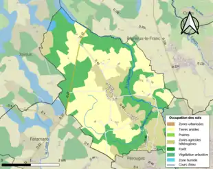 Carte en couleurs présentant l'occupation des sols.
