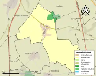 Carte en couleurs présentant l'occupation des sols.