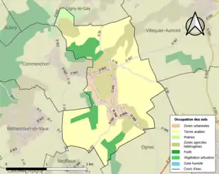 Carte en couleurs présentant l'occupation des sols.