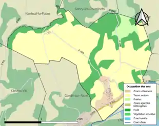 Carte en couleurs présentant l'occupation des sols.