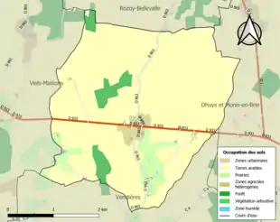 Carte en couleurs présentant l'occupation des sols.