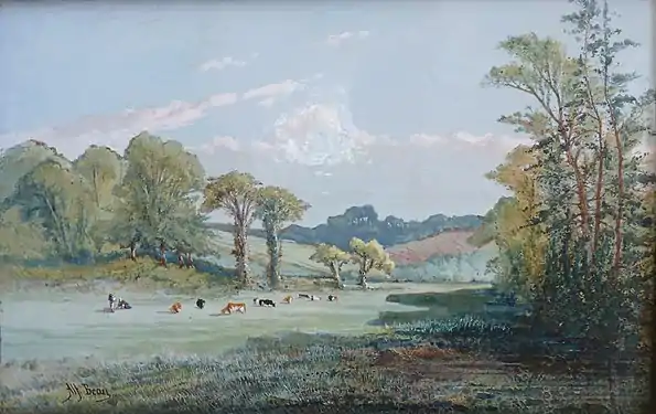 Alfred Beau : Marais de Pluguffan (peinture sur émail, manufacture Porquier, manoir de Kerazan, fondation Astor).