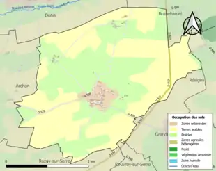 Carte en couleurs présentant l'occupation des sols.