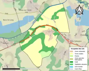 Carte en couleurs présentant l'occupation des sols.