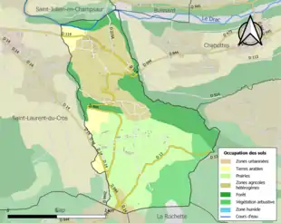 Carte en couleurs présentant l'occupation des sols.
