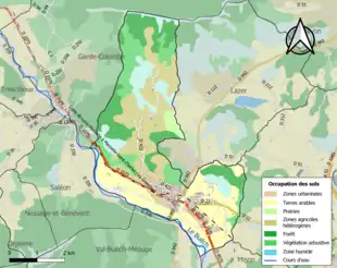Carte en couleurs présentant l'occupation des sols.