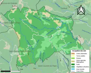 Carte en couleurs présentant l'occupation des sols.