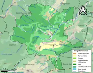 Carte en couleurs présentant l'occupation des sols.