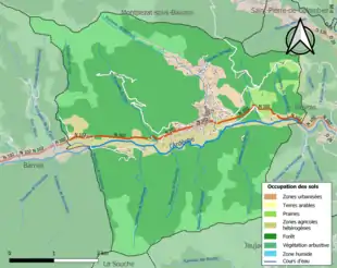 Carte en couleurs présentant l'occupation des sols.