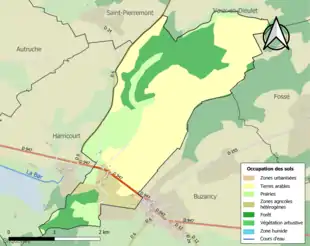 Carte en couleurs présentant l'occupation des sols.