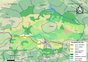 Carte en couleurs présentant l'occupation des sols.