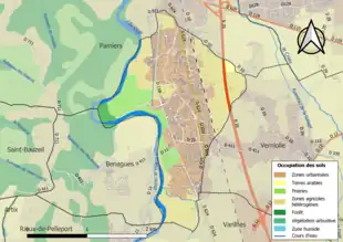 Carte en couleurs présentant l'occupation des sols.