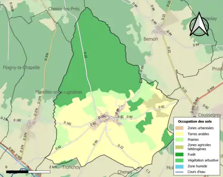 Carte en couleurs présentant l'occupation des sols.