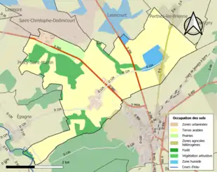 Carte en couleurs présentant l'occupation des sols.