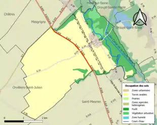 Carte en couleurs présentant l'occupation des sols.
