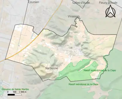 Carte des ZNIEFF de type 1 sur la commune.