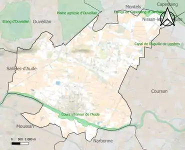 Carte des ZNIEFF de type 1 sur la commune.