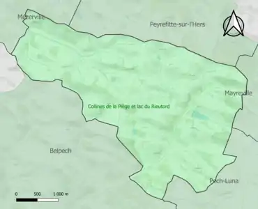 Carte de la ZNIEFF de type 1 sur la commune.