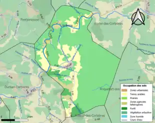 Carte en couleurs présentant l'occupation des sols.
