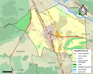 Carte en couleurs présentant l'occupation des sols.