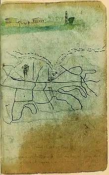 Gérard de Nerval. Carnet de voyage en Orient, 1843. Les bords du Nil et ébauche d'un plan du Caire. BNF.