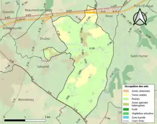 Carte en couleurs présentant l'occupation des sols.