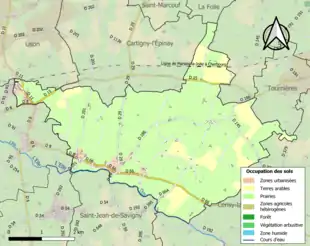 Carte en couleurs présentant l'occupation des sols.