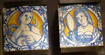 Vers 1530. Carreaux de poêle. Tyrol du sud - Musée d'anthropologie de Vancouver