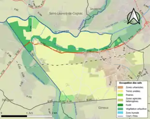 Carte en couleurs présentant l'occupation des sols.