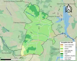 Carte en couleurs présentant l'occupation des sols.