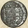 Revers d'une pièce de 16 maravédis de Philippe IV, atelier de Séville de 1662.