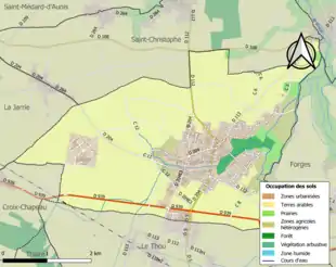 Carte en couleurs présentant l'occupation des sols.