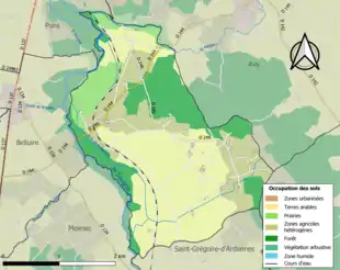 Carte en couleurs présentant l'occupation des sols.