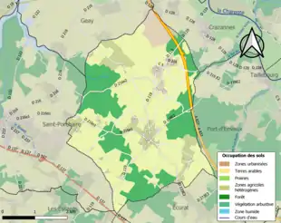 Carte en couleurs présentant l'occupation des sols.