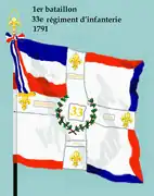 Drapeau du 1er bataillon du 33e régiment d'infanterie de ligne de 1791 à 1793
