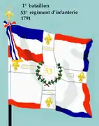 Drapeau du 1er bataillon du 53e régiment d'infanterie de ligne de 1791 à 1793