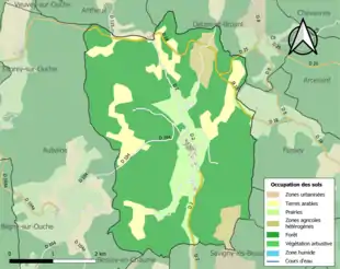 Carte en couleurs présentant l'occupation des sols.