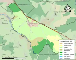 Carte en couleurs présentant l'occupation des sols.